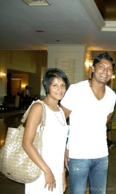 K Sangakkara and wife Yehali At Party