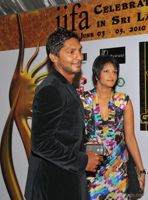 Kumar Sangakkara With His Wife