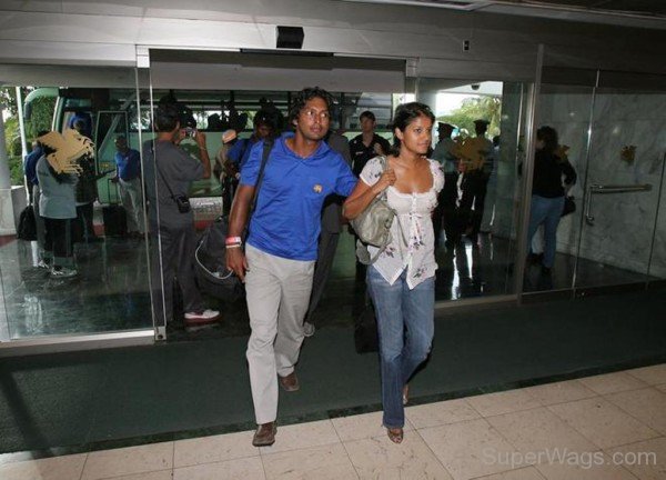 Kumar Sangakkara With His Wife