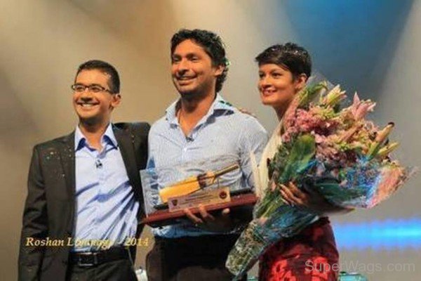 Sangakkara and wife Yehali on a Sri Lankan TV show