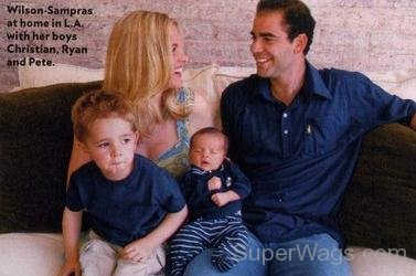 Pete Sampras And Bridgette Wilson With Child