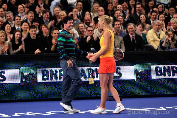 Rory McIlroy With Caroline Wozniacki In Tennis Court