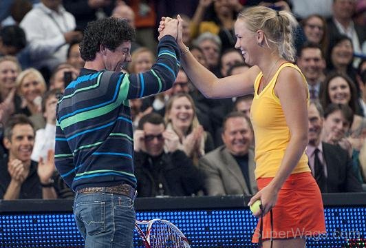 Rory McIlroy and Caroline Wozniacki On Court Together