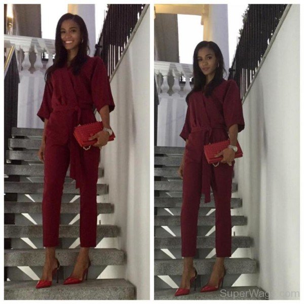 Leila Lopes In Red Casual Outfit-SW113