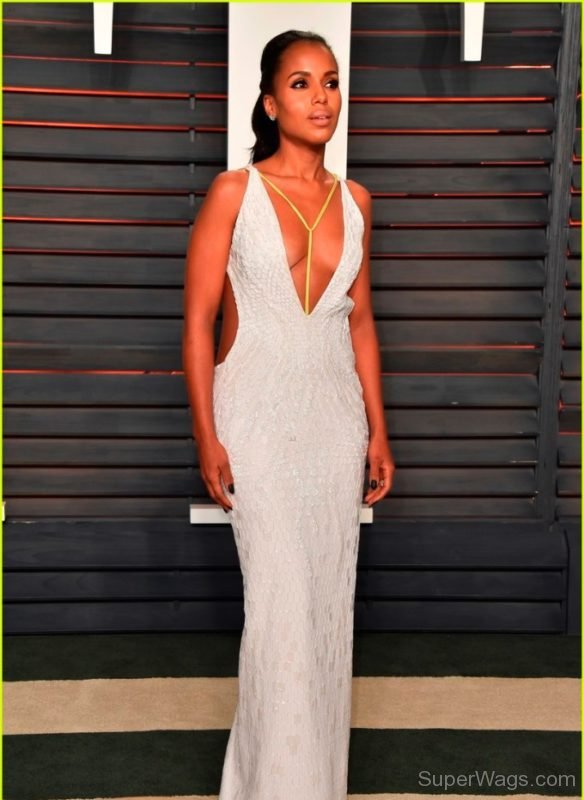 Kerry Washington In White Dress-SW1057